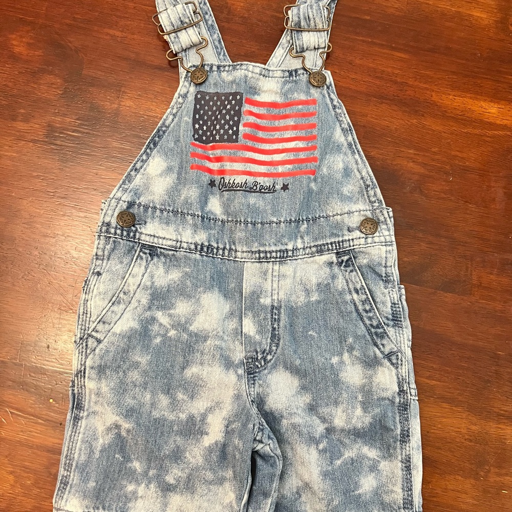 OshKosh B'gosh Patriotic Denim Overalls with Flag